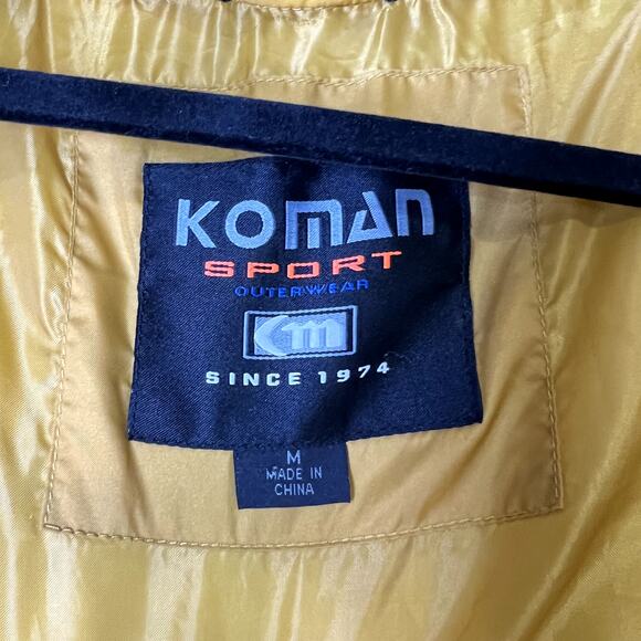 Koman Puffer Vest Mustard Yellow Full Zip Pocket Size Medium - Picture 11 of 13